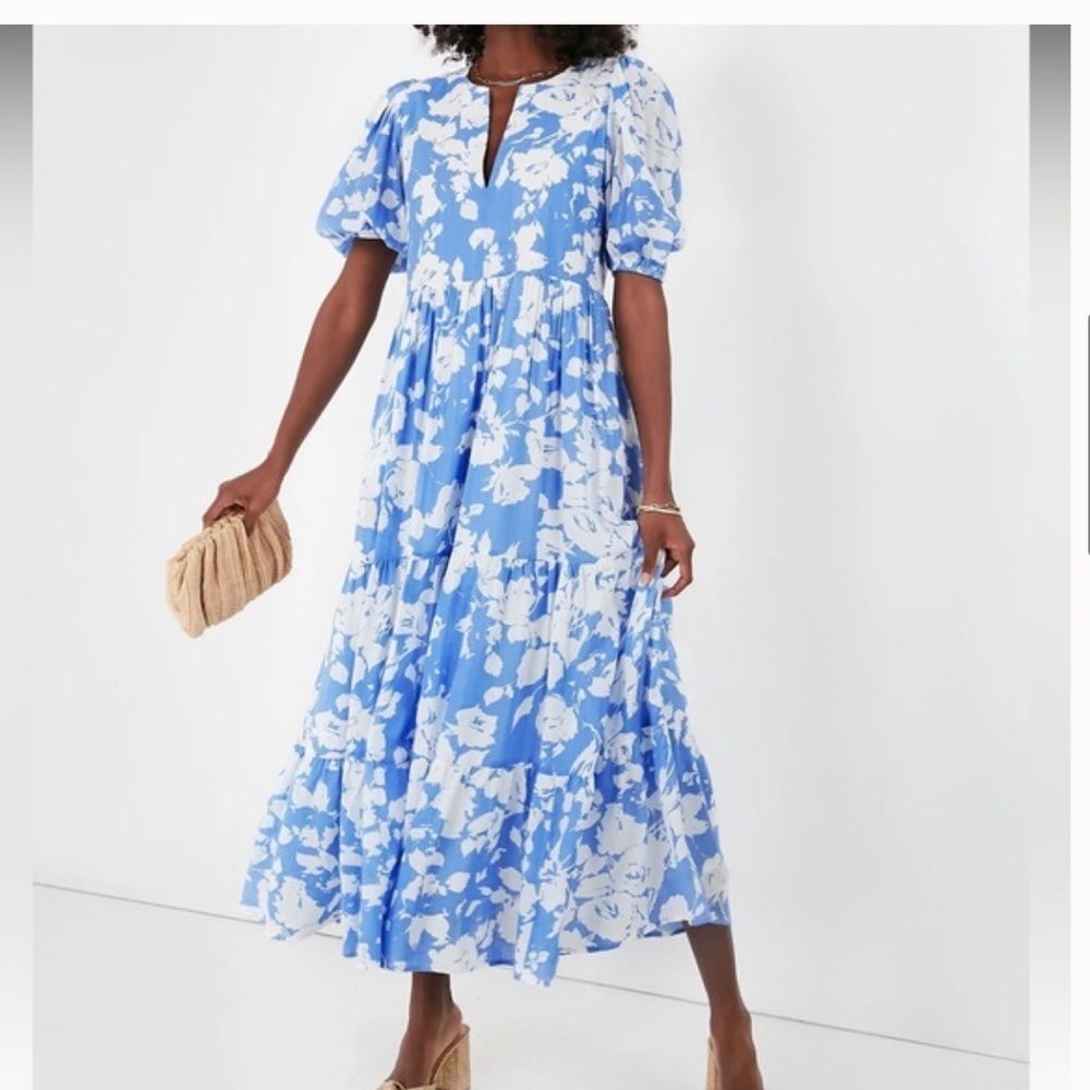 Tuckernuck Hyacinth House Blue White Floral Cisco Maxi Dress NWT Size Small